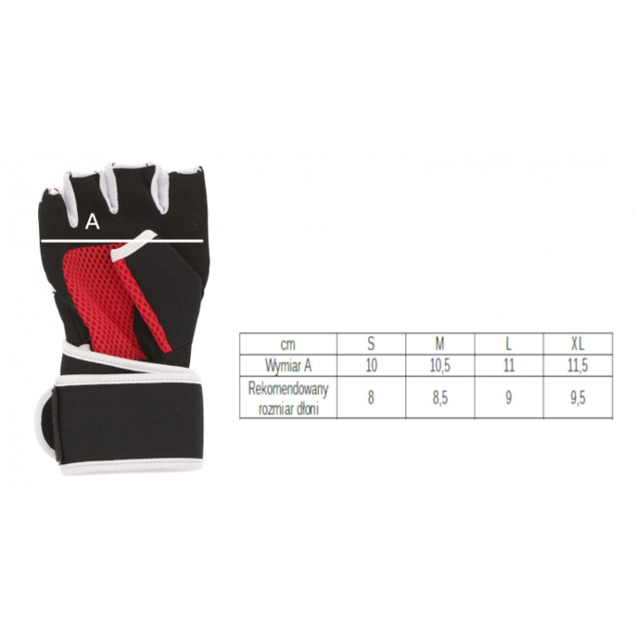 tabelka rozmiarów rękawiczek żelowych